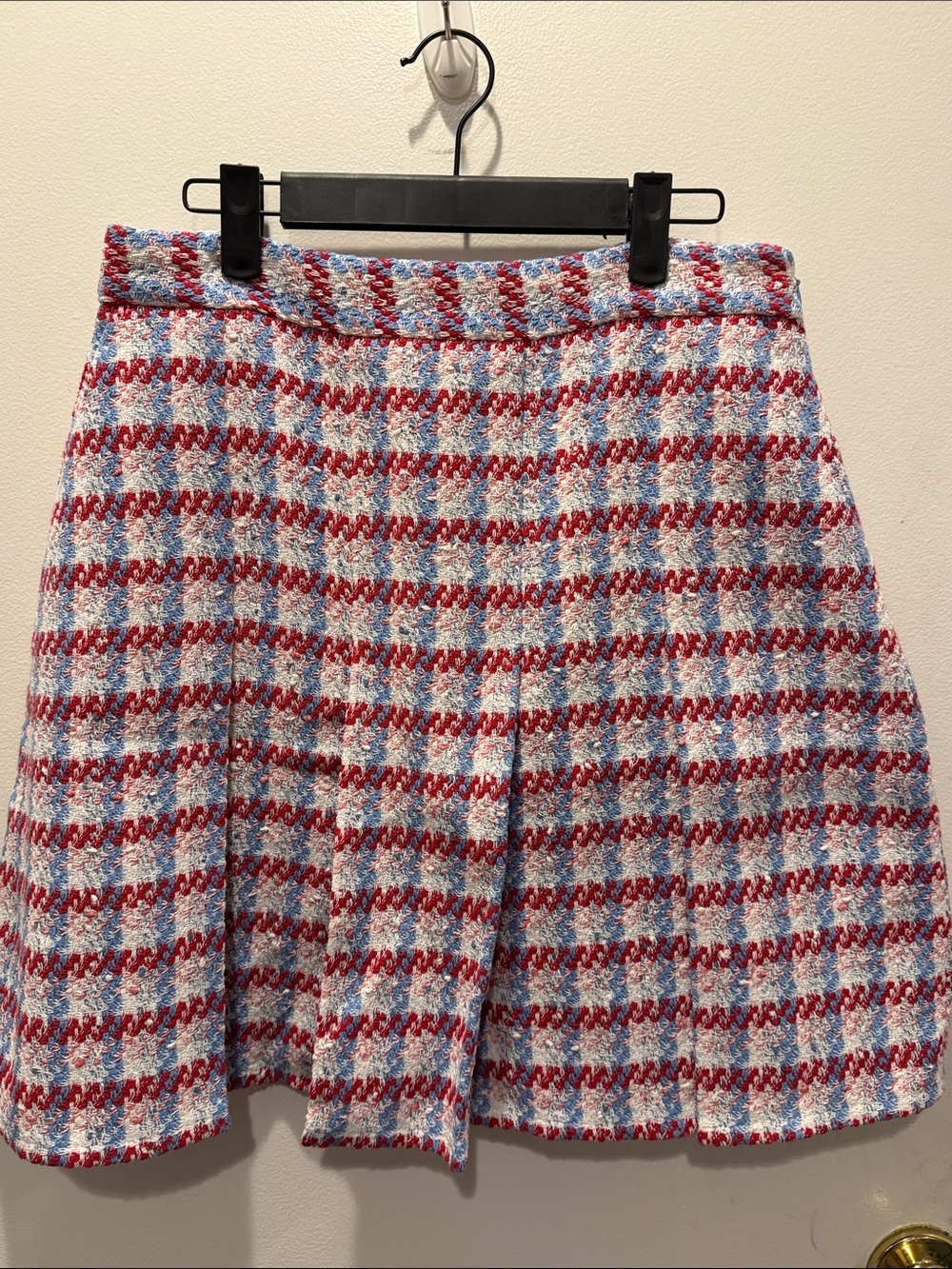 Classic Tweed A-Line Skirt in Red & Light Blue